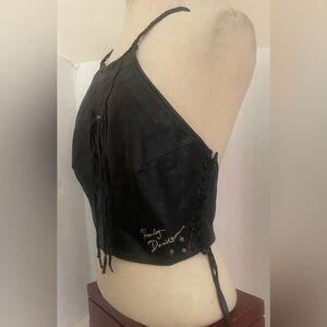 Harley-Davidson Black Leather Halter Top